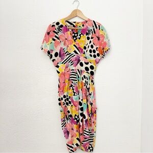 Vintage On The Rocks California Rock Candy Inc Colorful Faux Wrap Wiggle Dress